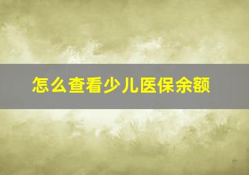 怎么查看少儿医保余额