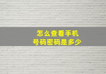 怎么查看手机号码密码是多少