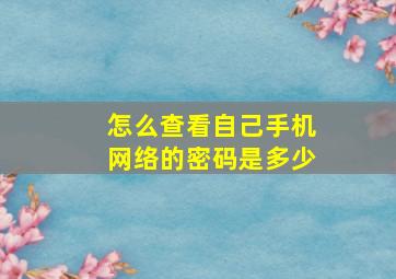 怎么查看自己手机网络的密码是多少