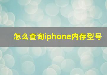 怎么查询iphone内存型号