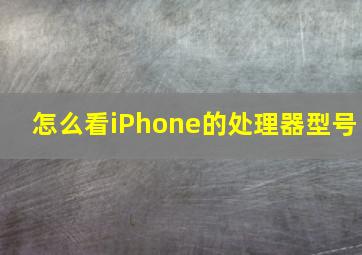 怎么看iPhone的处理器型号