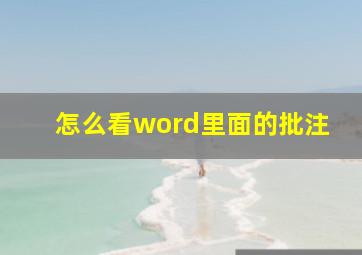 怎么看word里面的批注