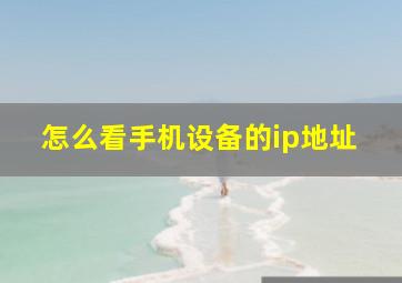 怎么看手机设备的ip地址