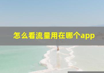 怎么看流量用在哪个app