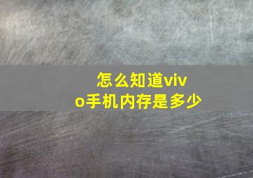 怎么知道vivo手机内存是多少