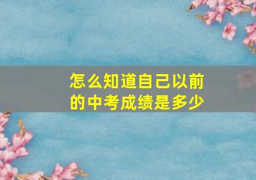 怎么知道自己以前的中考成绩是多少