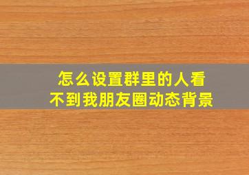 怎么设置群里的人看不到我朋友圈动态背景