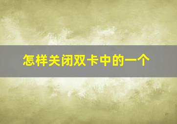 怎样关闭双卡中的一个