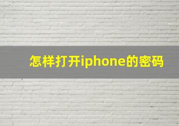 怎样打开iphone的密码