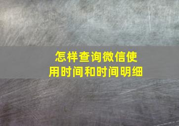 怎样查询微信使用时间和时间明细