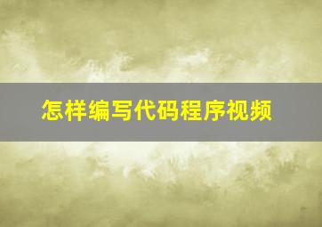 怎样编写代码程序视频