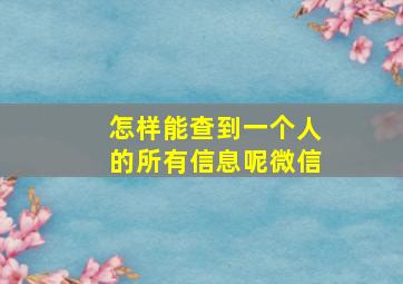 怎样能查到一个人的所有信息呢微信