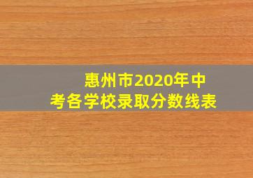 惠州市2020年中考各学校录取分数线表