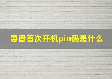 惠普首次开机pin码是什么