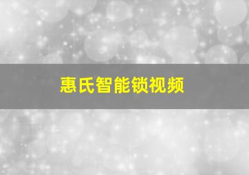 惠氏智能锁视频