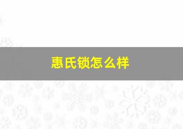 惠氏锁怎么样