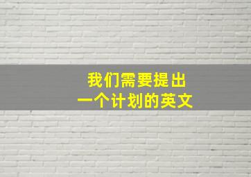 我们需要提出一个计划的英文