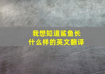 我想知道鲨鱼长什么样的英文翻译