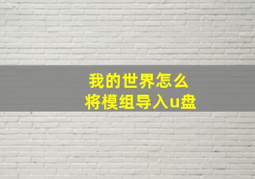 我的世界怎么将模组导入u盘