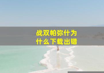 战双帕弥什为什么下载出错