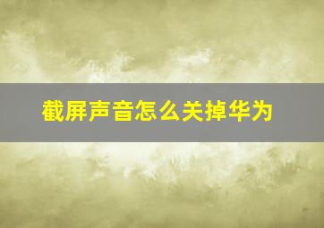 截屏声音怎么关掉华为