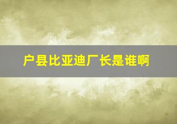 户县比亚迪厂长是谁啊