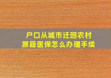 户口从城市迁回农村原籍医保怎么办理手续