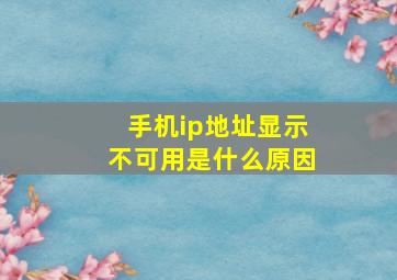 手机ip地址显示不可用是什么原因