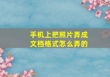 手机上把照片弄成文档格式怎么弄的