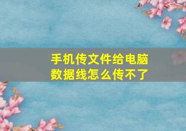 手机传文件给电脑数据线怎么传不了