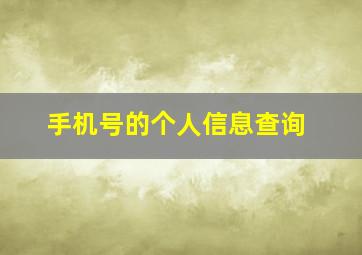 手机号的个人信息查询