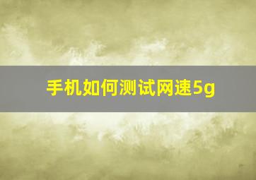 手机如何测试网速5g