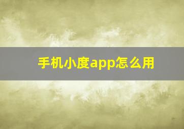 手机小度app怎么用