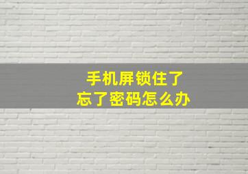 手机屏锁住了忘了密码怎么办