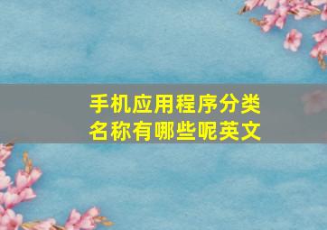 手机应用程序分类名称有哪些呢英文