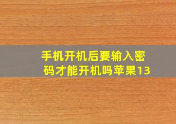 手机开机后要输入密码才能开机吗苹果13