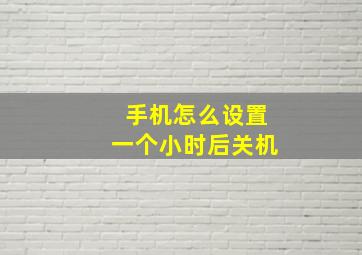 手机怎么设置一个小时后关机