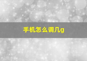 手机怎么调几g