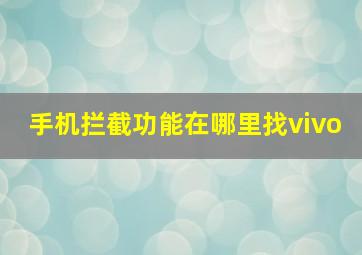 手机拦截功能在哪里找vivo