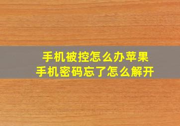 手机被控怎么办苹果手机密码忘了怎么解开