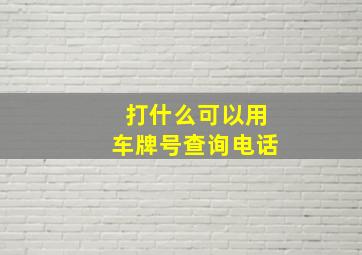 打什么可以用车牌号查询电话