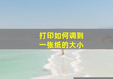 打印如何调到一张纸的大小