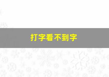 打字看不到字