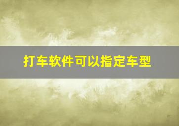 打车软件可以指定车型