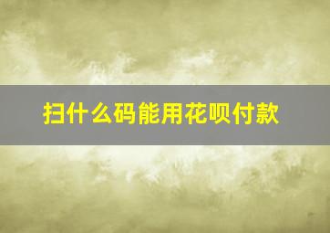 扫什么码能用花呗付款