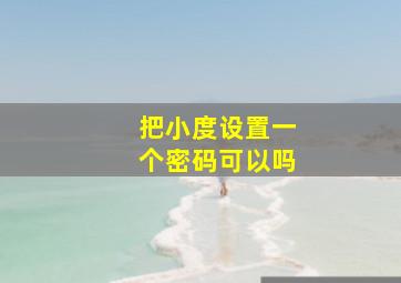 把小度设置一个密码可以吗