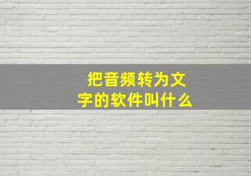 把音频转为文字的软件叫什么