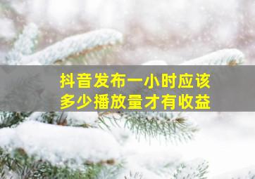 抖音发布一小时应该多少播放量才有收益