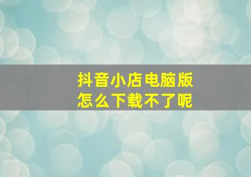 抖音小店电脑版怎么下载不了呢