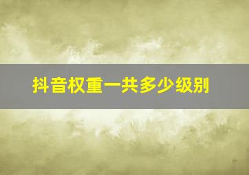 抖音权重一共多少级别